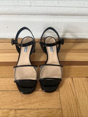 Prada Black Patent and Clear Strap Women's Sandals